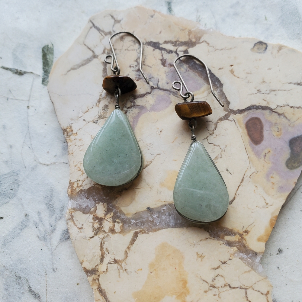 Handmade Adventurine & Tiger's Eye Earrings